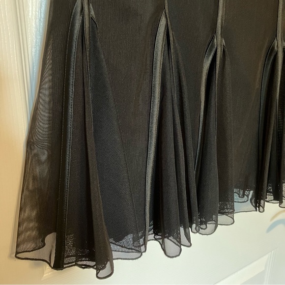 JS Collections black skirt: chiffon, satin ribbon trim, ruffled hem, lined - Picture 6 of 10